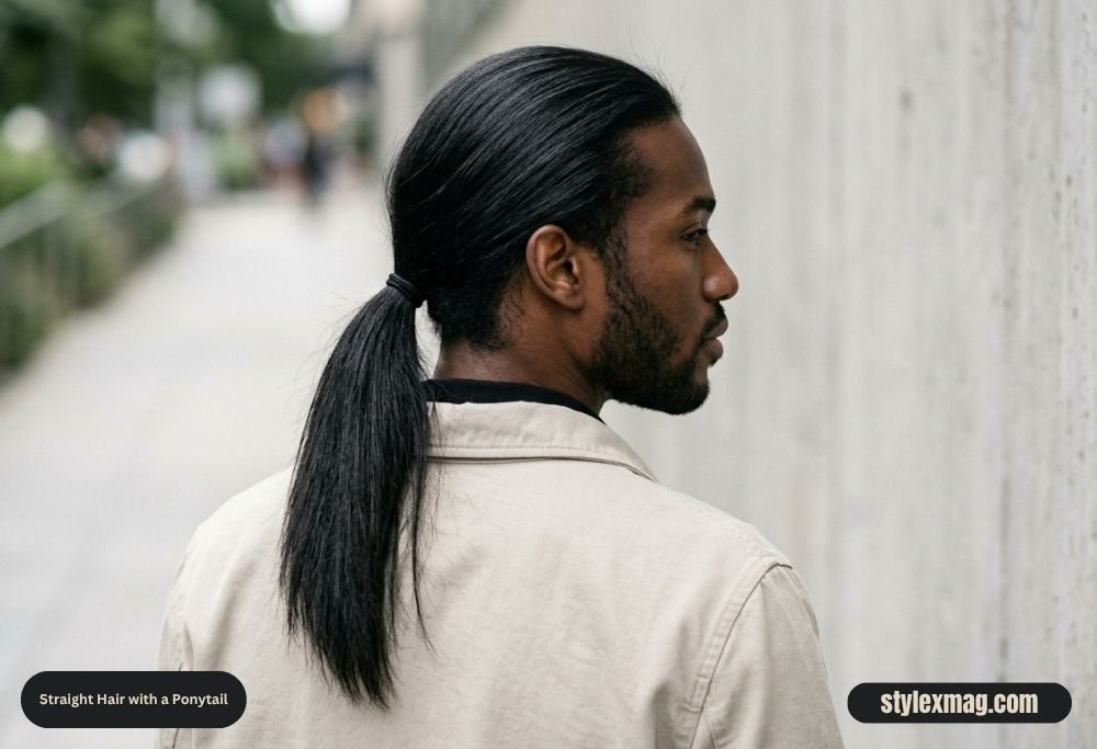 38 Best Hairstyles for Men with Straight Hair in 2026 24 Straight Hair with a Ponytail