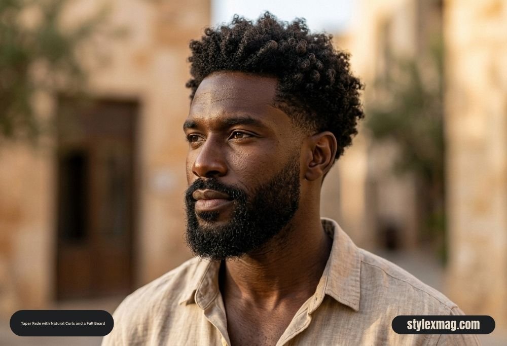 65 Best Fade Haircut with Beard Combos for Men in 2026 26 Taper Fade with Natural Curls and a Full Beard